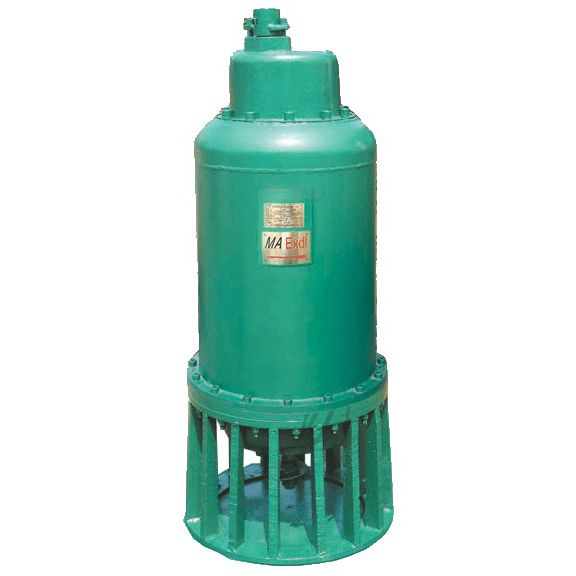 礦用隔煤型潛水?dāng)嚢璞?/></p><p>BQS2.2kW～315kW全揚程礦用隔爆型排污排沙攪拌泵是我公司依據(jù)MT/T671-2005標(biāo)準(zhǔn)，針對煤礦井下含有大量煤泥的特點，在原有礦用隔爆型排污排沙潛水電泵的基礎(chǔ)上和江蘇大學(xué)聯(lián)合開發(fā)的節(jié)能產(chǎn)品。該產(chǎn)品創(chuàng)新設(shè)計是在泵體下部裝有攪拌器，屬機電泵一體化設(shè)備，可有效排除煤礦井下含有煤泥、煤沙等污水污物。本系列產(chǎn)品利用江蘇大學(xué)兩項專利技術(shù)，把水力部分即葉輪、渦殼設(shè)計成雙流道、葉輪葉片兩片出口寬度大于30mm，確保了過流能力強，葉輪葉片曲線采用專利技術(shù)，確保產(chǎn)品在任何工況點下使用輸入功率均不超出配套的電機功率即無過載，可做到一機多用，為用戶提供了很大方便，節(jié)約能源10%以上。為了使泵在有水或無水情況下運行，我們將此產(chǎn)品設(shè)計成夾層強冷結(jié)構(gòu)，因而我們此系列潛水電泵完全可滿足煤礦井下的使用。與國內(nèi)同類產(chǎn)品相比具有技術(shù)性能優(yōu)越、節(jié)約降耗的特點。<br/></p><p style=